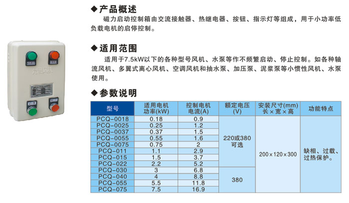 PCQ磁力啟動控制箱